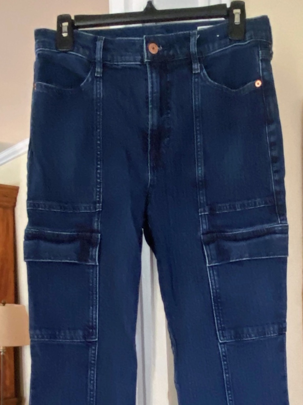 Gap High Rise 70s Flare Cargo Jeans Dark Wash 29 8R Retro Utility⁠